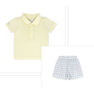 Lullaby Set Sunny Yellow/Baldwin Blue Buffalo Check Short Set