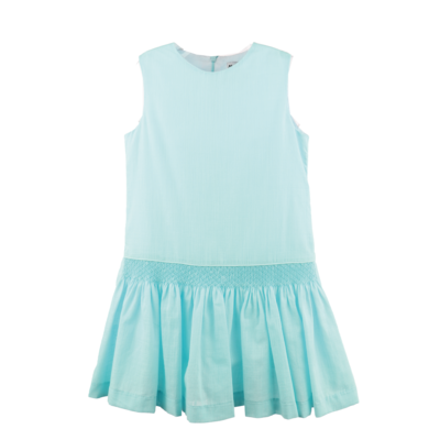 Luli & Me Turquoise Fil a Fil Smocked Dress