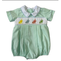 Lulu Bebe Pastel Bunny Smocked Pleated Boy Bubble