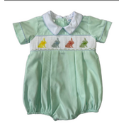 Lulu Bebe Pastel Bunny Smocked Pleated Boy Bubble