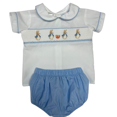 Lulu Bebe Peter Rabbit Smocked Boy Diaper Set