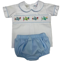 Lulu Bebe Airplane Smocked Boy Diaper Set