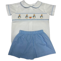 Lulu Bebe Peter Rabbit Smocked Short Set
