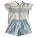 Lulu Bebe Classic Lt Blue Smocked Short Set