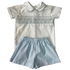 Lulu Bebe Classic Lt Blue Smocked Short Set
