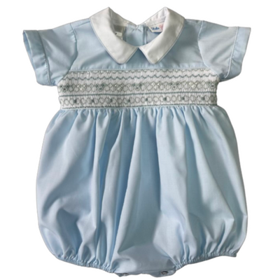 Lulu Bebe Classic Lt Blue Smocked Boy Bubble