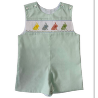 Lulu Bebe Pastel Bunny Smocked Shortall