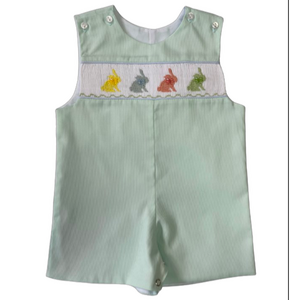 Lulu Bebe Pastel Bunny Smocked Shortall