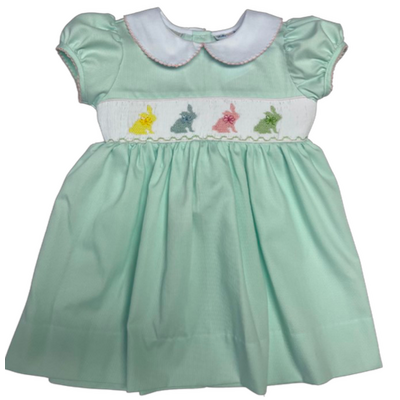 Lulu Bebe Pastel Bunny Smocked Waist Dress