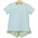Trotter Street Kids Thomas Short Set Green Stripe/Light Blue