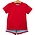 Trotter Street Kids Thomas Short Set Cornflower Stripe/Red