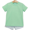 Trotter Street Kids Shepherd Short Set Light Blue Stripe/Mint