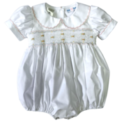 Lulu Bebe Classic White w/ Pink Smocked Waist Bubble