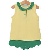 Trotter Street Kids Nora Short Set Yellow Stripe/Green