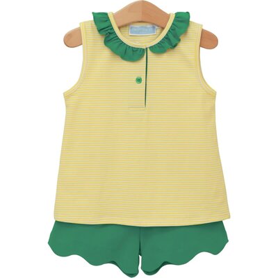 Trotter Street Kids Nora Short Set Yellow Stripe/Green