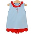 Trotter Street Kids Nora Short Set Cornflower Stripe/Red