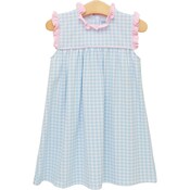 Trotter Street Kids Meredith Dress Light Blue Gingham/Light Pink Ruffle