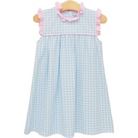 Trotter Street Kids Meredith Dress Light Blue Gingham/Light Pink Ruffle