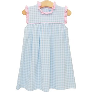 Trotter Street Kids Meredith Dress Light Blue Gingham/Light Pink Ruffle