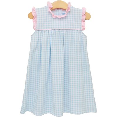 Trotter Street Kids Meredith Dress Light Blue Gingham/Light Pink Ruffle