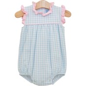 Trotter Street Kids Meredith Bubble Light Blue Gingham/Light Pink Ruffle