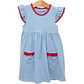 Trotter Street Kids Lucy Dress Cornflower Stripe/Red