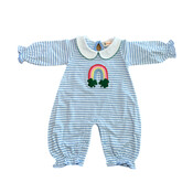 Rainbow w/Shamrock Blue Stripe Romper