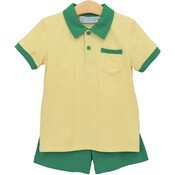 Trotter Street Kids Archie Short Set Yellow Stripe/Green