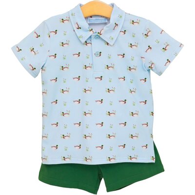 Trotter Street Kids Ducks in a Row Polo Short Set