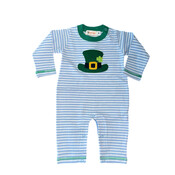 Luigi Hat w/Shamrock Blue Stripe Romper