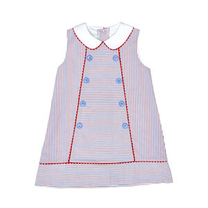 Zuccini Airplane A-line Dress Patriotic Stripe Seersucker