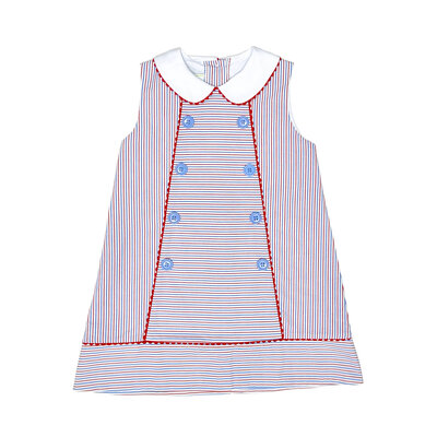 Zuccini Airplane A-line Dress Patriotic Stripe Seersucker