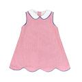 Zuccini Kendall Dress Red Stripe Seersucker w/ Royal Blue Trim