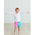 RuffleButts + RuggedButts Neon Color Block Dolphin Hem Swim Trunks