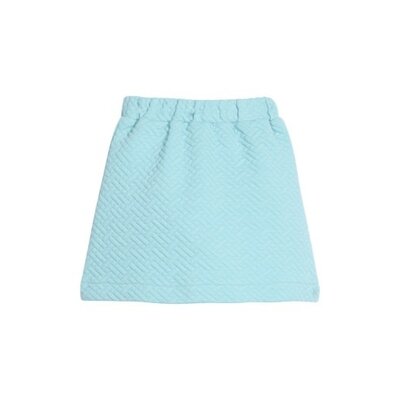 Little English | BISBY Quilted Mini Skirt - Aqua Quilted Trellis