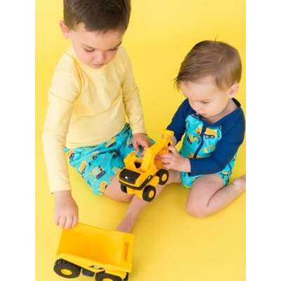 RuffleButts + RuggedButts Under Construction Boys Long Sleeve One Piece Rash Guard