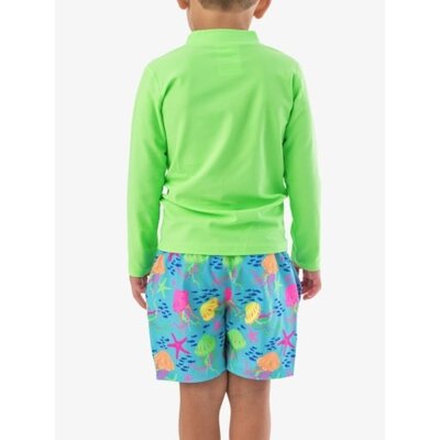 RuffleButts + RuggedButts Neon Jelly Time Performance Hybrid Swim Trunks