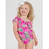 RuffleButts + RuggedButts Neon Palm Paradise One Shoulder Ruffle One Piece