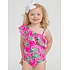 RuffleButts + RuggedButts Neon Palm Paradise One Shoulder Ruffle One Piece