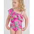 RuffleButts + RuggedButts Neon Palm Paradise One Shoulder Ruffle One Piece