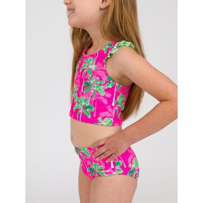 RuffleButts + RuggedButts Neon Palm Paradise Racerback Flutter Tankini 2PC Swimsuit