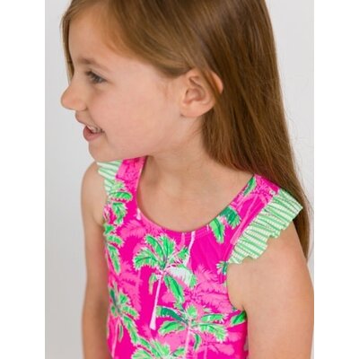 RuffleButts + RuggedButts Neon Palm Paradise Racerback Flutter Tankini 2PC Swimsuit
