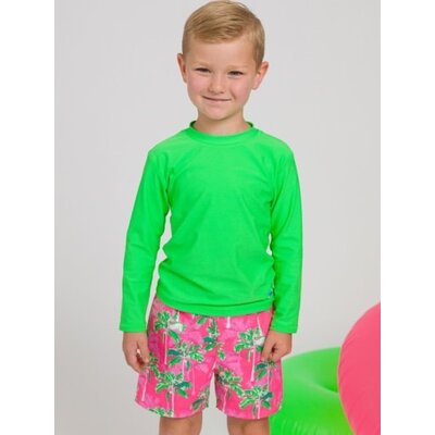 RuffleButts + RuggedButts Neon Palm Paradise Swim Trunks