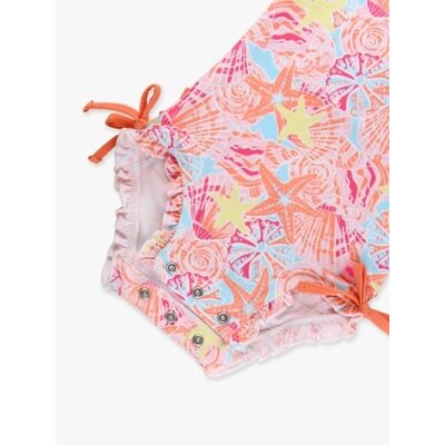 RuffleButts + RuggedButts *PRE-ORDER*Sunset Seashells Long Sleeve One Piece Rash Guard