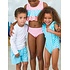 RuffleButts + RuggedButts Bright Aqua Gingham Swim Trunks