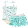 Shade Critters Mint Ombre 1PC Swimsuit & Fringe Skirt