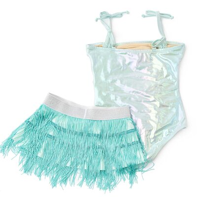 Shade Critters Mint Ombre 1PC Swimsuit & Fringe Skirt
