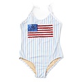 Shade Critters Americana Blue Stripe Sequins 1PC Swimsuit