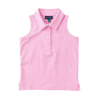 Prodoh Pink Frosting Sleeveless Solid Cotton Polo