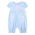 Ishtex Textile Products, Inc *PRE-ORDER*Bunny Girl's Romper Light Blue Stripe
